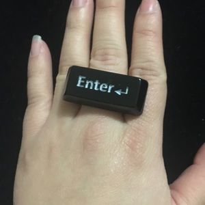 Black Enter Keyboard Key Ring